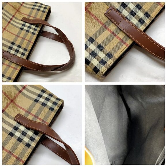 Burberry London Tote Bag Beige PVC 450-071625 - Picture 7 of 13